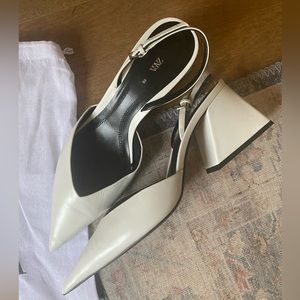 White slingback heels. Size 40 from Zara.